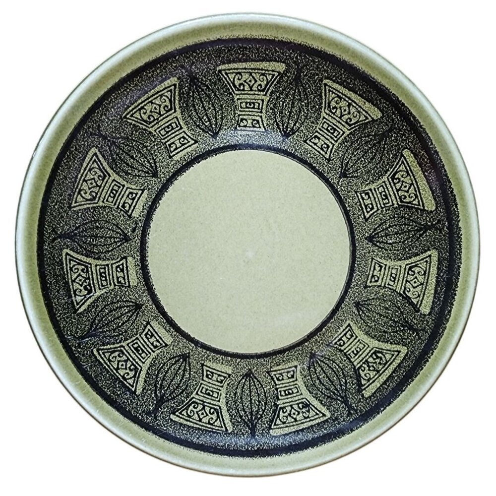 Vintage Taylor Smith Riviera Atomic Onion Avocado Green Dessert Plate MCM 6.5"